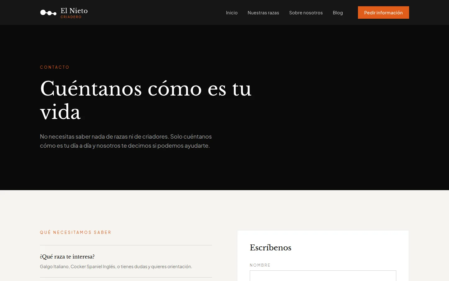 Formulario de contacto de El Nieto