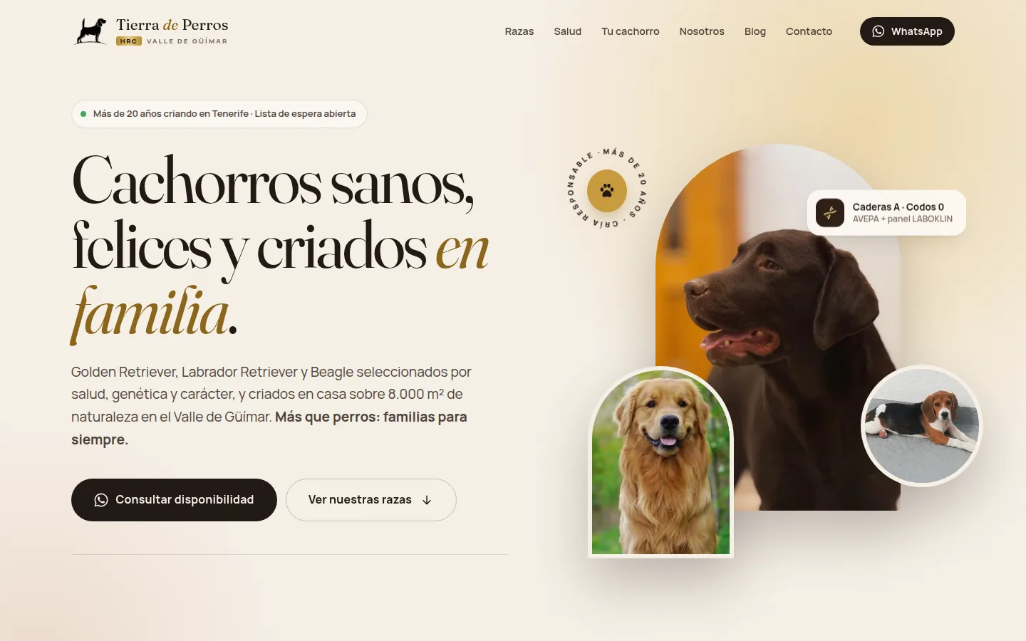 Portada de la web de HRC Tierra de Perros